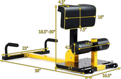 GYMAX Sissy Squat Machine, 8-in-1 Workout Machine with Adjustable Height & Protective Foam, Sissy Squat, Push-up, Sit-up, Rope Exercise Machine for Strength Training, Home Gym