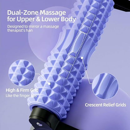 RUNWE Foam Roller with Stand - Bracket Foam Roller for Back Pain, 21 inch Trigger Point Deep Tissue Massage Roller, Medium Density Grid Bracket Foam Rollers, Leg Roller for Muscles Deep Tissue