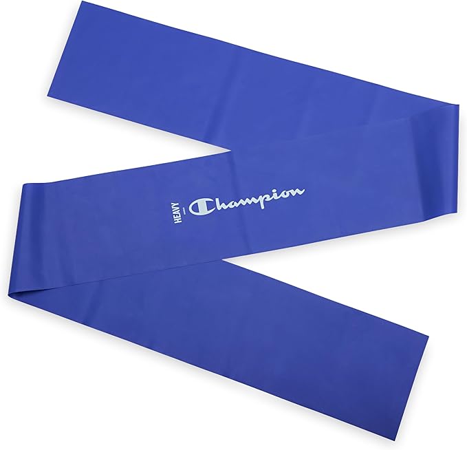 Champion Flat Resistance Bands (Pack of 3, Grey/Red/Blue), Light/Medium/Heavy, Rubber + Latex Exercise Bands, Odor-Free, for Strength Training, Physical Therapy & Gym Workout, Includes Exercise Guide
