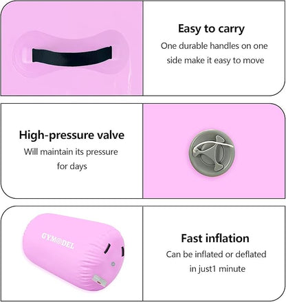 Air Roller Gymnastics Barrel Inflatable Tumbling Roller Air Mat, Air Barrel Gymnastics Tumble Track Mat with Pump for Backhandspring/Training Cheerleading/Yoga/Home and Outdoor Use
