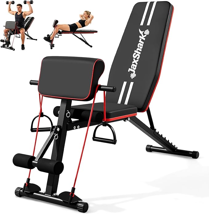 Adjustable Weight Bench, Foldable Workout Bench Press, Weight Benches for Home Gym, Workout Equipment for Full Body Exercise