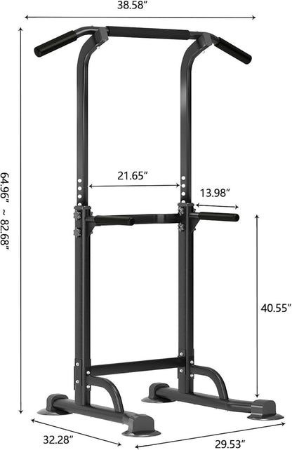Power Tower Pull Up Dip Station, Freestanding Pull Up Bar for Home Gym, Heavy Duty Multi-Function Strength Training Equipment with 330LBS Weight Capacity