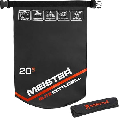 Meister Elite Portable Sand Kettlebell - Soft Sandbag Weight - 10/15/20lb