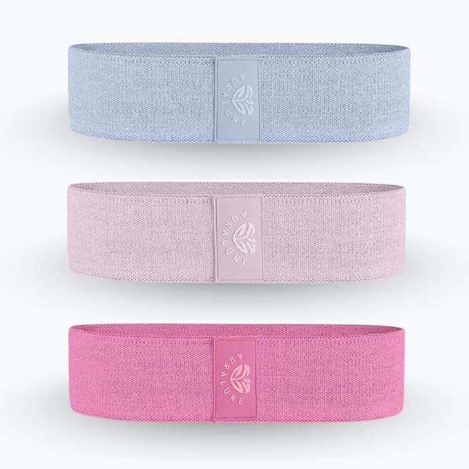 Fabric Resistance Bands Set, 3 Colors with Carry Bag, Non-Slip Workout Bands for Legs and Glutes- Different streght Levels.