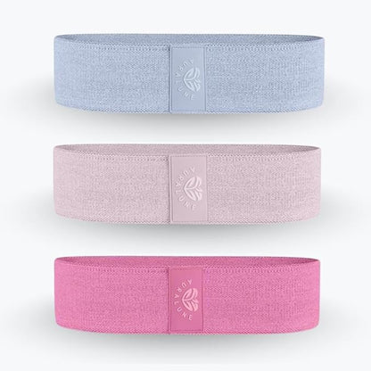 Fabric Resistance Bands Set, 3 Colors with Carry Bag, Non-Slip Workout Bands for Legs and Glutes- Different streght Levels.