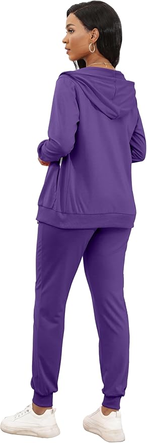 CLOCOR Track Suits for Women Set - Casual 2 Piece Outfits Sweatsuit Pocket Hoodies Long Sleeve with Patchwork Pants Set