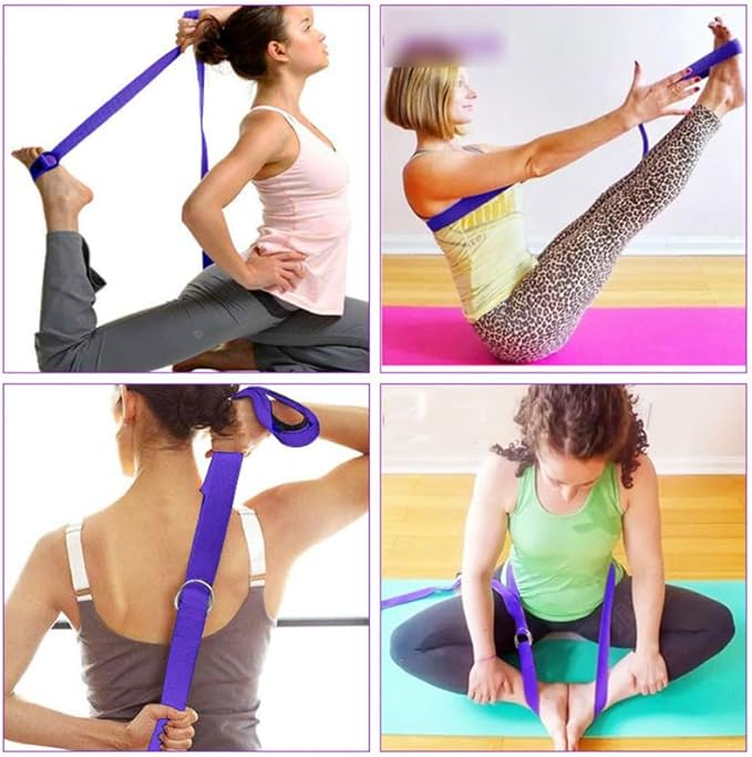 POPETPOP Yoga Stretch Belt 72 Inch Elastic Fitness Stretch Band with Durable Buckle for Flexibility Muscle Stretching and Daily Exercise