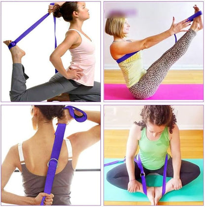 POPETPOP Yoga Stretch Belt 72 Inch Elastic Fitness Stretch Band with Durable Buckle for Flexibility Muscle Stretching and Daily Exercise