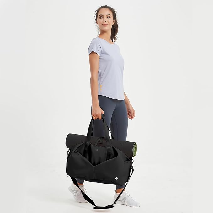 Ceneda 20" Gym Bag for Women with Wet Pocket & Shoe Compartment, Lightweight Duffel Waterproof Carry On Duffle for Travel, Yoga, Overnight (Black)