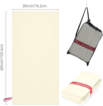 Microfiber Towel Large for Beach, Travel, Swimming, Bath, Pool–Quick Dry, Ultra Compact, Sand Free, Lightweight & Super Absorbent(Off White,60x30 in)