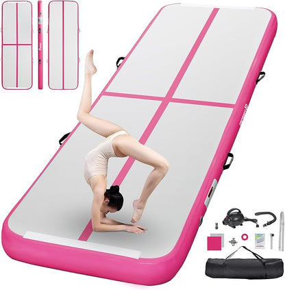 FBSPORT Inflatable Air Gymnastics Mat Training Mats 4/8 inches Thickness Gymnastics Tracks for Home Use/Training/Cheerleading/Yoga/Water with Pump