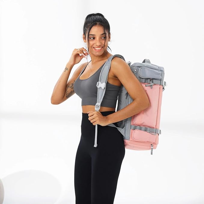 BE SMART 2 in 1 Convertible Gym Duffel Bags with Shoes Compartment-32L Waterproof Extra Large Workout Backpack for Gym Women, Heavy Duty Sports Duffle Backpacks for Travel, Hiking, Camping, Carry on