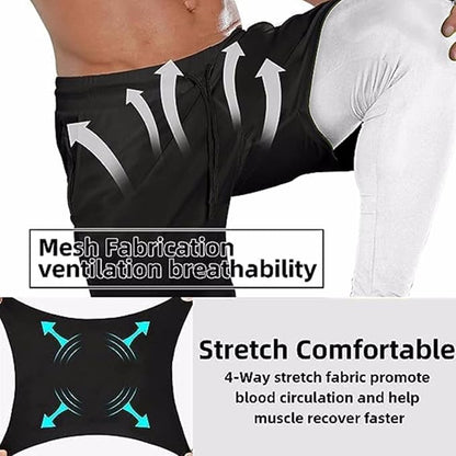 OEBLD Mens 2 in 1 Athletic Running Pants Quick Dry Gym Workout Shorts for Men Compression Pants with Pockets