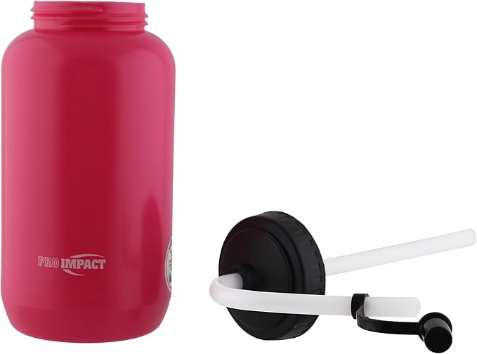 Pro Impact Squeezable Water Bottle Bendable Long Straw - LDPE BPA Free Plastic - Hydration for Baseball Hockey Gym MMA Yoga Boxing Cycling Softball Football Lacrosse (35.5 Oz.)