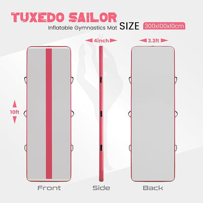 Tuxedo Sailor Inflatable Gymnastics Tumbling Mat Tumble Track Thickness Floor Mat With Electric Air Pump for Gymnastics/Training/Home/Cheerleading/Water/Gym/Yoga
