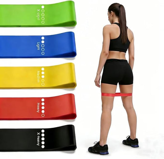 5-Level Resistance Bands Set - Skin-Friendly Exercise Bands for Home Fitness, Yoga, Leg Training & Physical Therapy