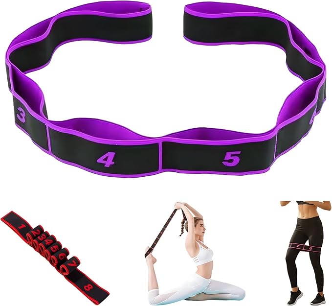 Fitness Resistance Band for Stretching and Yoga, Stretch Strap, Elastic Yoga Stretching Strap, Multi-Loop for Physical Therapy, Pilates, Yoga, Dance & Gymnastics Exercise