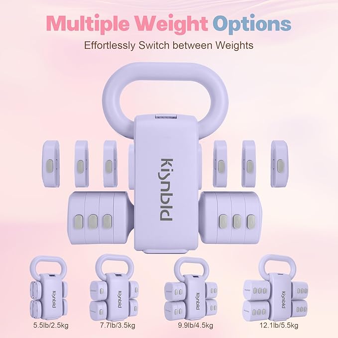 Adjustable Dumbbell Set of 2, 4 in 1 Free Weights Dumbbells Set for Women with Fast Adjustment, Each 2lb 3lb 4lb 5lb Hand Weights Set for Home Gym & Outdoor Exercise Training