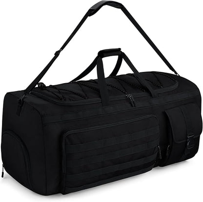 Gonex 90L Large Duffel Bag for Men, Heavy Duty 3 in 1 Convertible Carry Travel Sports Duffle, with Tactical Loops, Shoe Compartment(Black)