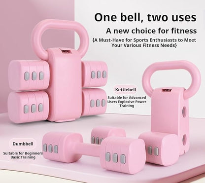 Adjustable Dumbbell Set of 2, 4 in 1 Free Weights for Women with Fast Adjustment, Home Gym & Outdoor Exercise Training, Includes 2.2lb 3.3lb 4.4lb 5.5lb Hand Weights, Compatible with Kettlebells