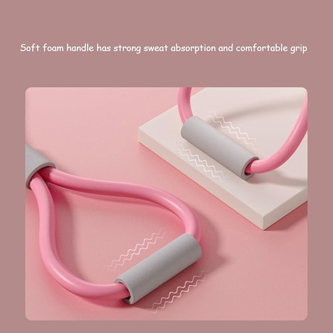3 Colors Figure 8 Resistance Band - Elastic Fitness Rope for Arm, Back, Shoulder & Full-Body Workouts and Foot, Leg, Hand Stretcher for Yoga, Pilates, Physical Therapy & Home Gym Exercise.
