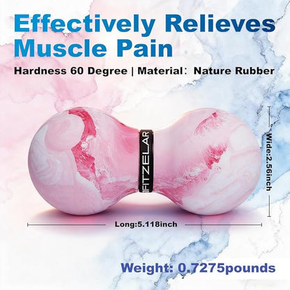 Double Lacrosse Massage Ball for Myofascial Release, SGS Certification, Massage Deep Tissue for Waist Back Feet, Trigger Point Therapy, Muscle Knots, Peanut Massage Ball for Muscle Pain