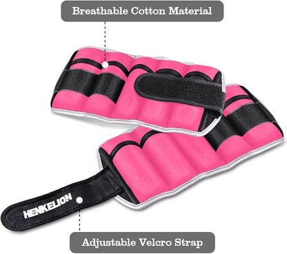 Henkelion 1 Pair 2 3 5 10 Lbs Adjustable Ankle Weights for Women Men Kids, Strength Training Wrist and Ankle Weights Sets for Gym, Fitness Workout, Running, Lifting - Black Grey Pink Blue Purple