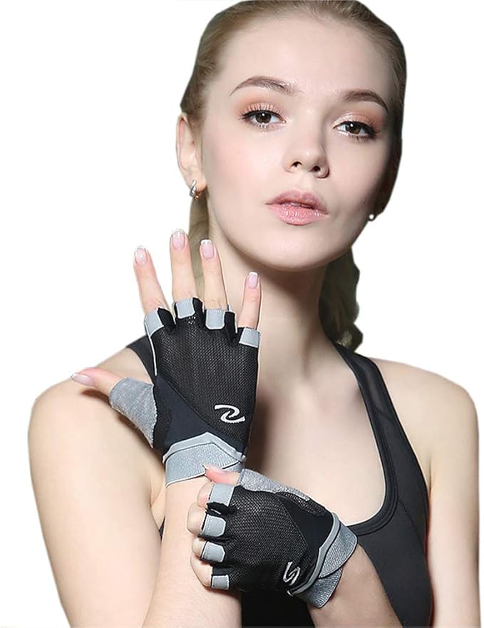 Luwint Women Fingerless Yoga Gloves, Non Slip Padded Barre Pilates Fitness Workout Training Exercise Accessories