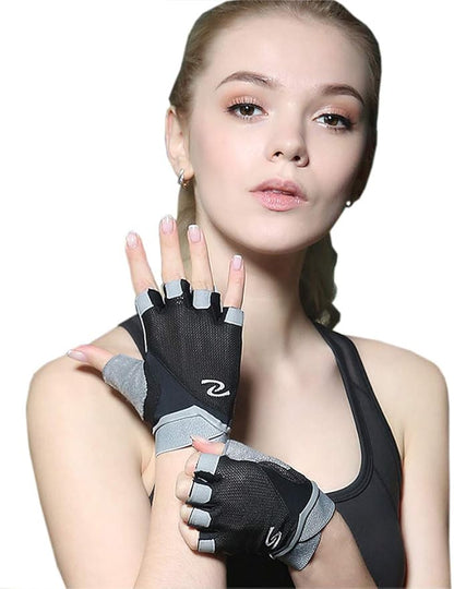 Luwint Women Fingerless Yoga Gloves, Non Slip Padded Barre Pilates Fitness Workout Training Exercise Accessories