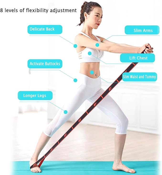 Stretch Strap Elastic Exercise Band Hamstring Stretcher Device Yoga mat Carrying Straps Leg Exercise Equipment Stretching Straps with Loops for Flexibility Yoga Stretch Strap 8-Loop
