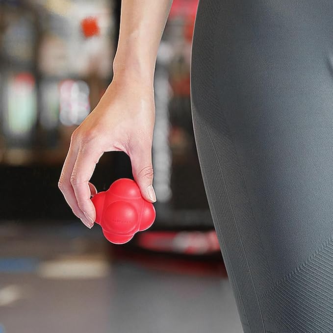 GLEAVI Hexagonal Reaction Ball Fitness Training Ball 68mm Red Silicone for Indoor Speed Coordination Workout
