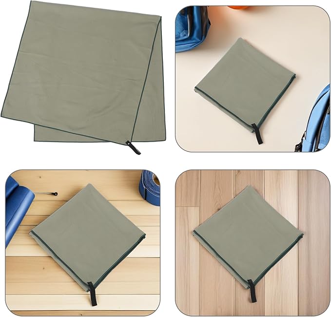 Microfiber Quick Dry Workout Towel 60x122cm Super Absorbent Fast Dry Sports Sweat Towel for Gym Yoga Travel Military Green Carry Bag