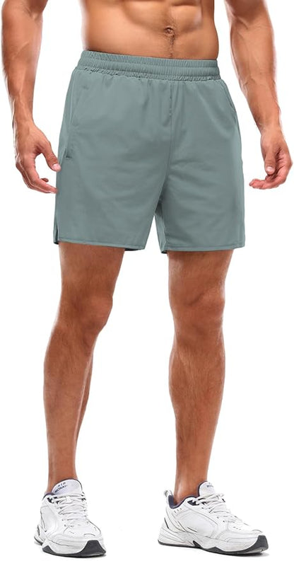Aolesy Men's 2 in 1 Running Shorts 5" Workout Gym Athletic Shorts for Men Quick Dry Lightweight Training Shorts with Pockets