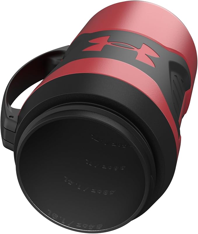 Under Armour Half Gallon Water Bottle Insulated, 64oz Insulated Water Bottle with Handle, Fence Hook, Leak Resistant, for Baseball, Football & More, Red/Black