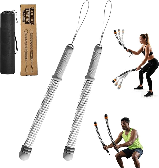 Adjustable Ropeless Battle Ropes - Cordless Weighted Training Ropes for Home Gym | HIIT Workouts | Portable Exercise Equipment for Full Body Strength Training