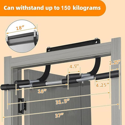 Wall Mounted Pull Up Bar - Chin Up Bar for Doorway, Multi-Gym Home Fitness Equipment with Enhanced Door Frame Protection