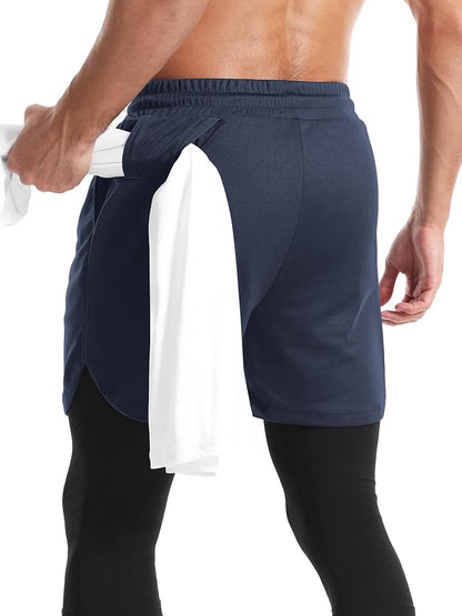 Aolesy Men's 2 in 1 Running Pants, Gym Workout Compression Pants for Men Training Athletic