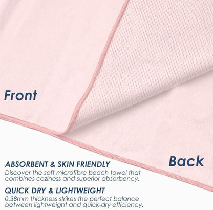 Microfiber Towel Large for Beach, Travel, Swimming, Bath, Pool–Quick Dry, Ultra Compact, Sand Free, Lightweight & Super Absorbent(Light Pink,60x30 in)
