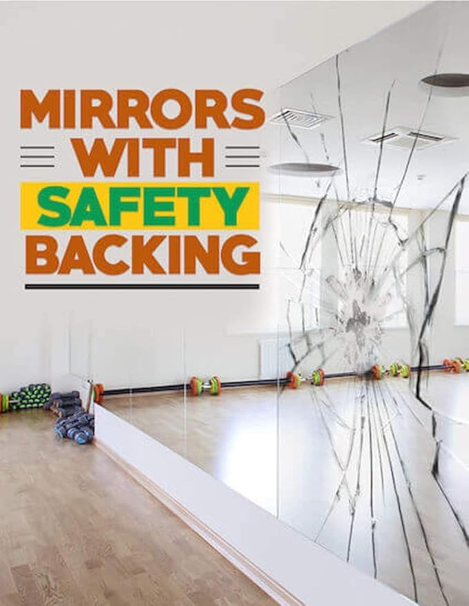 Fab Glass and Mirror Large Gym Mirror for Home Gym 48x72 - Full Length HD Tempered Glass Wall Panel - Professional Workout Display with Safety Backing - 1/4 Inch Commercial Grade