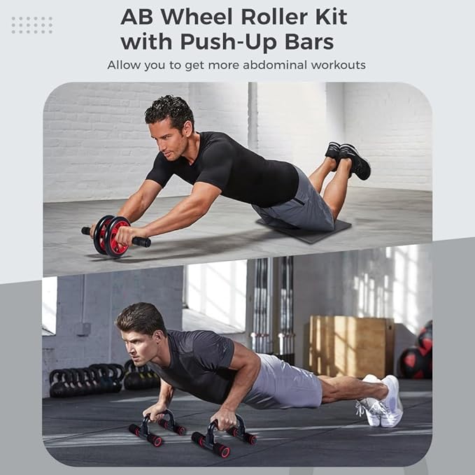 4-in-1 Ab Wheel Roller Kit with Push-Up, Core Sliders & Knee Pads for Home Gym