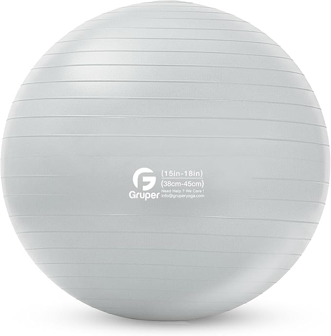 Gruper Yoga and Pilates Ball,4 Sizes Gym Ball for Fitness, Yoga, Workout, Pregnancy and Physical Therapy,Quick Pump Included,Great as Yoga Ball Chair for Office or Home Gym Equipment