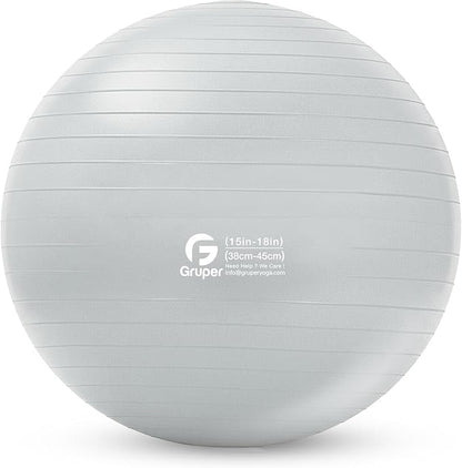 Gruper Yoga and Pilates Ball,4 Sizes Gym Ball for Fitness, Yoga, Workout, Pregnancy and Physical Therapy,Quick Pump Included,Great as Yoga Ball Chair for Office or Home Gym Equipment