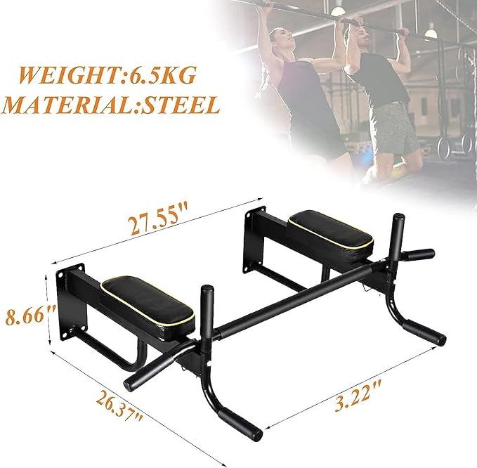 Wall Mounted Pull-Up Bar, Multifunctional Sports Stand for Home Fitness Training, Single and Double Bar Exercise Machine