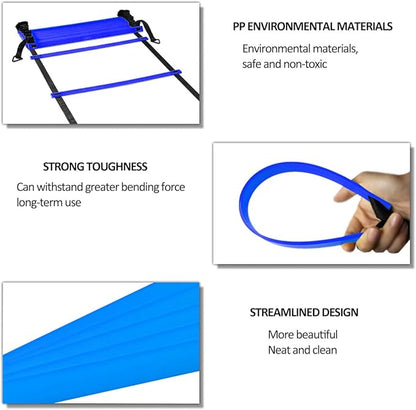 OFYDNR Speed Agility Ladder Training Set, 12 Rung 20Ft Agility Ladder, 12 Disc Cones, 4 Steel Stakes, Resistance Parachute with Carry Bag
