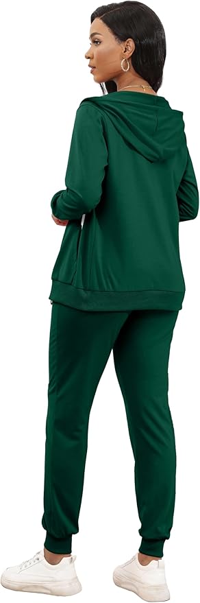 CLOCOR Track Suits for Women Set - Casual 2 Piece Outfits Sweatsuit Pocket Hoodies Long Sleeve with Patchwork Pants Set