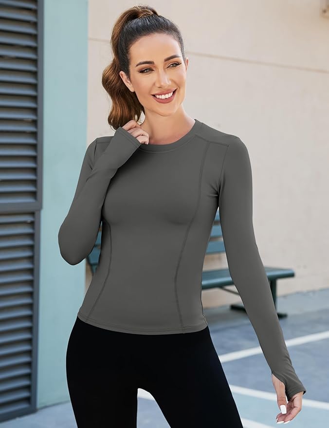 Loovoo Women Workout Shirts 1/2/3 Pack Athletic Compression Tee Dry Fit Yoga Gym Basic Tops