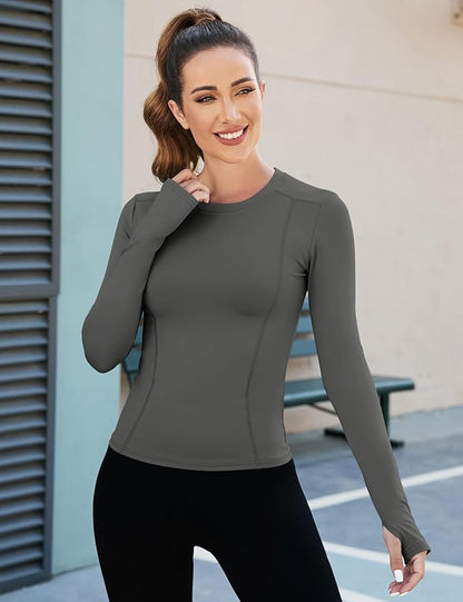 Loovoo Women Workout Shirts 1/2/3 Pack Athletic Compression Tee Dry Fit Yoga Gym Basic Tops
