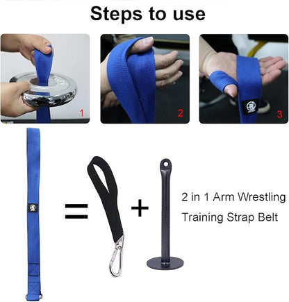 J Bryant Arm Wrestling Training Strap Belt Hand Grip- Ideal for Wrist Forearm and Biceps Workouts Multifunctional Home Gym Fitness Equipment Compatible with 1 inch and 2 inches Barbell Plates