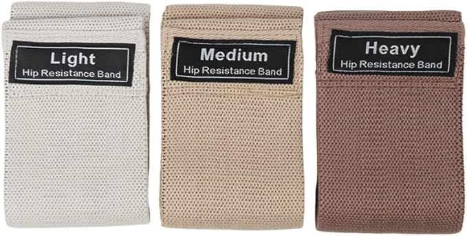 Hip Resistance Bands Set, 3 Resistance Levels - Light, Medium, Heavy, with Carry Pouch