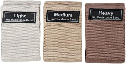 Hip Resistance Bands Set, 3 Resistance Levels - Light, Medium, Heavy, with Carry Pouch